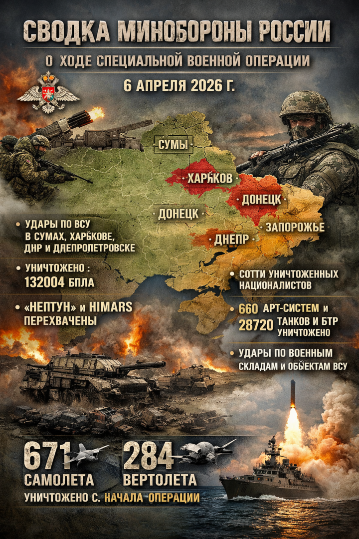 🇷🇺⚔️ Ռուսաստանի պաշտպանության նախարարության ամփոփումը հատուկ ռազմական գործողության ընթացքի մասին (2026 թ. ապրիլի 6-ի դրությամբ)